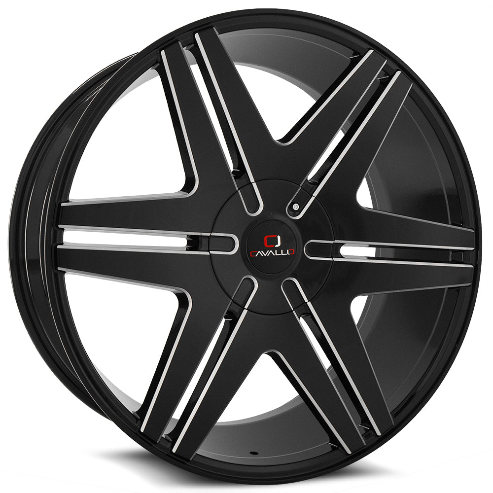 24x9 Cavallo CLV-17 Gloss Black & Milled Wheel 5x115/5x5.5 (18mm)