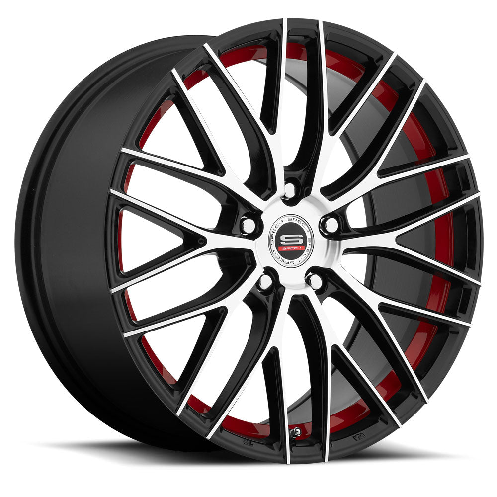 19x8 Spec-1 SP-17 Gloss Black Machined Red Line Wheel 5x4.5 (38mm)