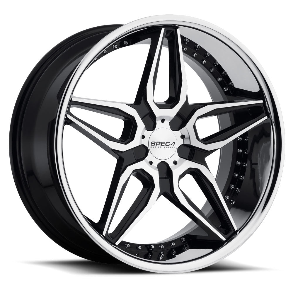 22x9 Spec-1 SSL-301 Gloss Black & Machined Wheel 5x4.5 (38mm)