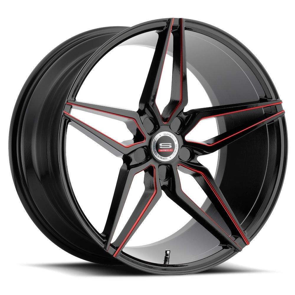 20x10.5 Spec-1 SPM-81 Gloss Black & Red Machined Wheel 5x5 (20mm)
