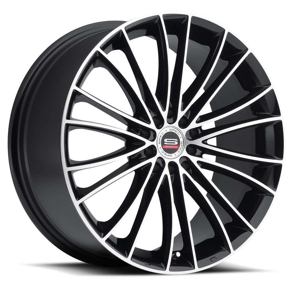 17x7.5 Spec-1 SP-1 Gloss Black & Machined Wheel 4x98/4x4.5 (40mm)