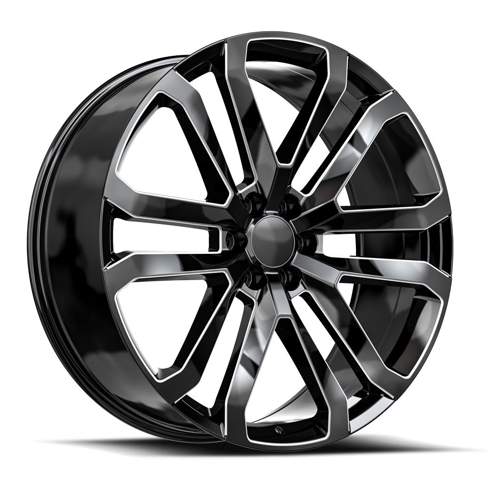 24x10 O.E. Revolution D-37 Gloss Black & Milled Wheel 6x5.5  (31mm)