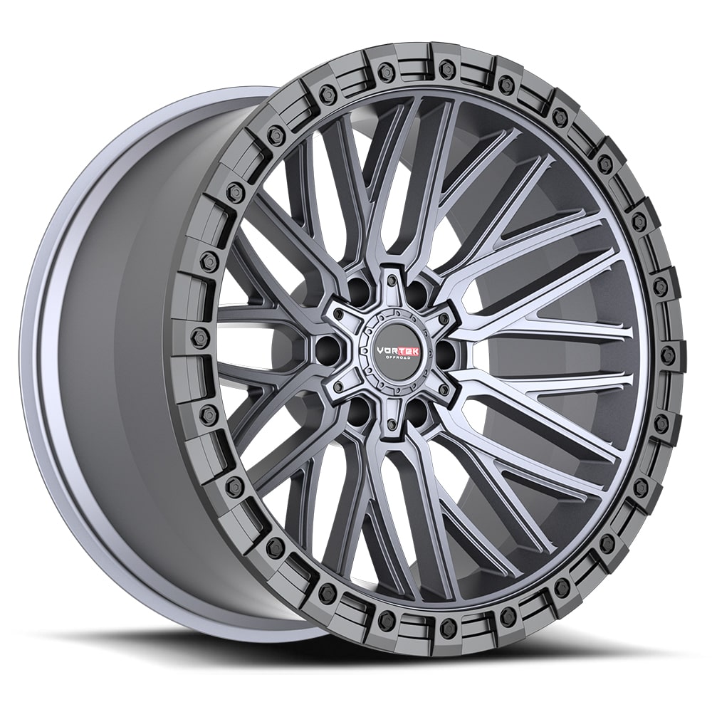 17x9 Vortek VRT-608 Matte Titanium W/ Black Bead Ring Wheel 6x135/6x5.5 (-12mm)