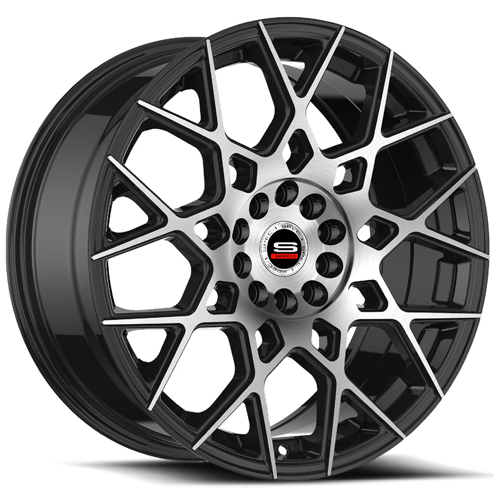 17x7.5 Spec-1 SP-52 Gloss Black & Machined Wheel 5x110/5x4.5 (42mm)