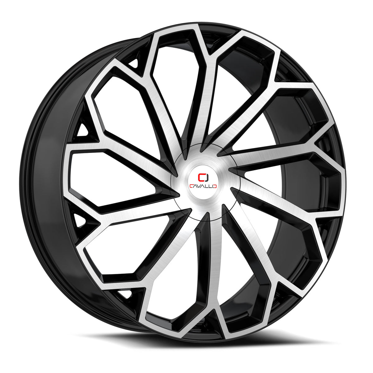 20x8.5 Cavallo CLV-51 Gloss Black & Machined Wheel 5x4.5/5x120 (35mm)