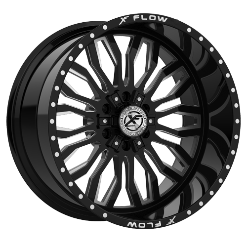 24x12 XFX Flow XFX-305 Gloss Black & Milled Wheel 6x135/6x5.5 (-44mm)