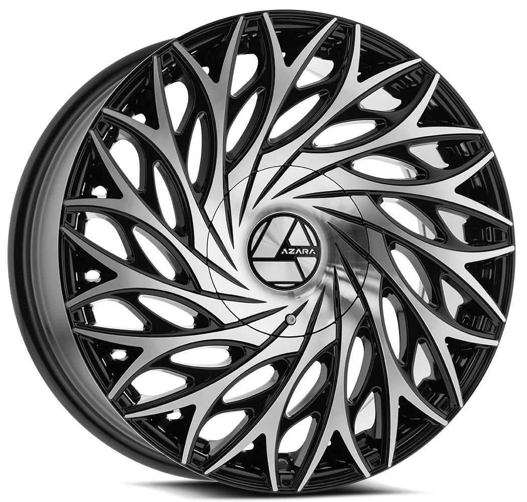 30x9.5 Azara AZA-525 Gloss Black & Machined Wheel Blank (15mm)