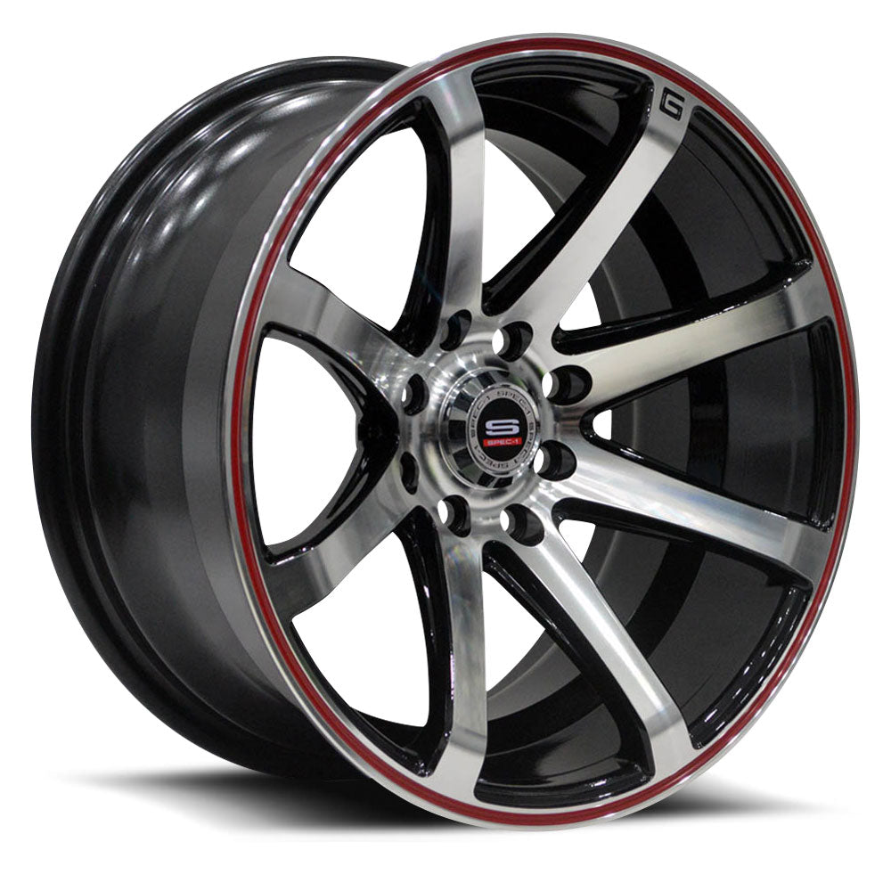 15x8 Spec-1 SPT-17 Gloss Black & Machined Wheel 4x100/4x4.5 (15mm)