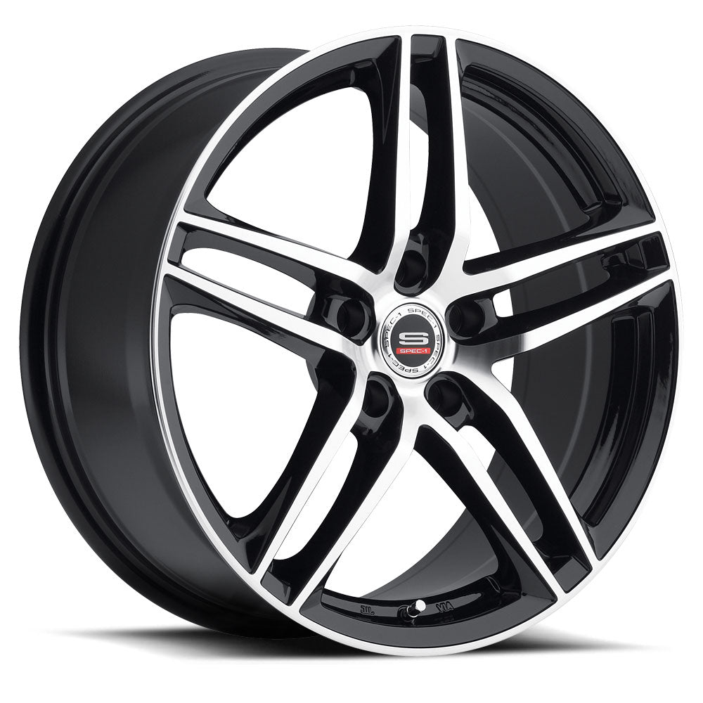 18x8 Spec-1 SP-25 Gloss Black & Machined Wheel 5x4.5 (38mm)