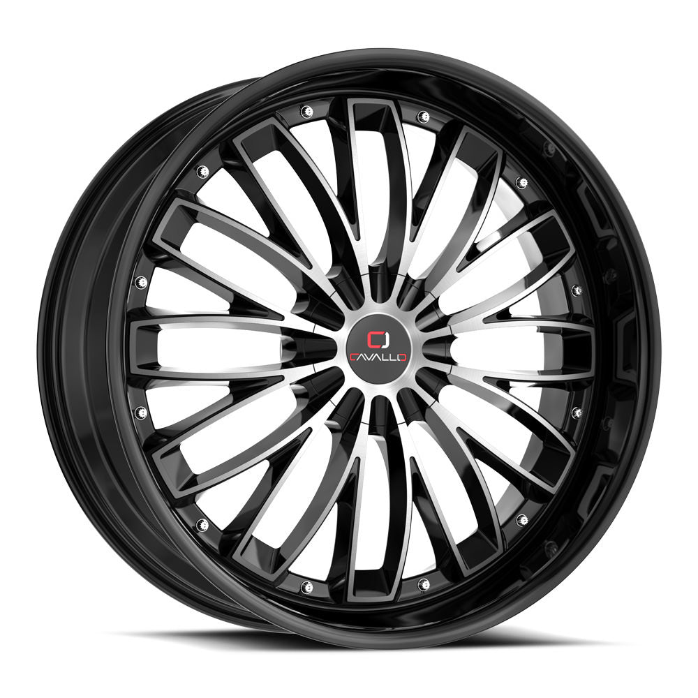 18x8 Cavallo CLV-42 Gloss Black & Machined Wheel 5x112/5x4.5 (35mm)