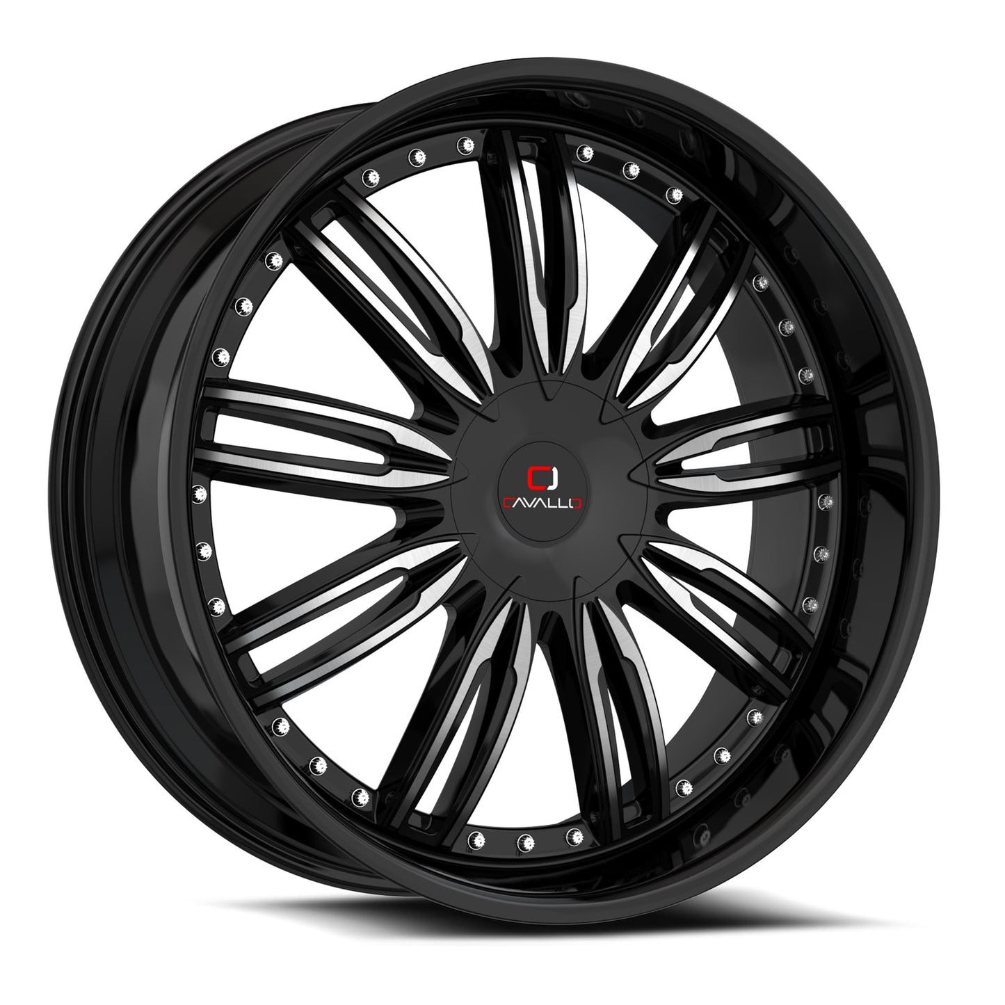 22x8.5 Cavallo CLV-54 Gloss Black & Machined Wheel 5x4.5/5x120 (38mm)