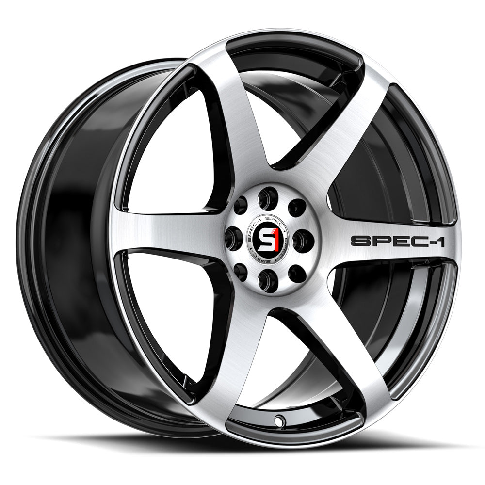 18x8 Spec-1 SPT-32 Gloss Black & Machined Wheel 4x100/4x4.5 (34mm)