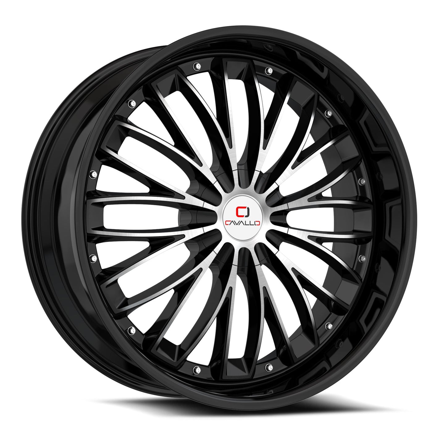 18x8 Cavallo CLV-42 Gloss Black & Machined Wheel 5x110/5x4.5 (35mm)