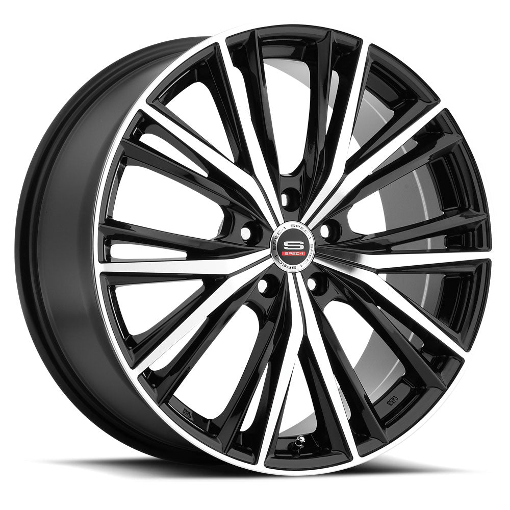18x7 Spec-1 SP-34 Gloss Black & Machined Wheel 5x4.5 (48mm)