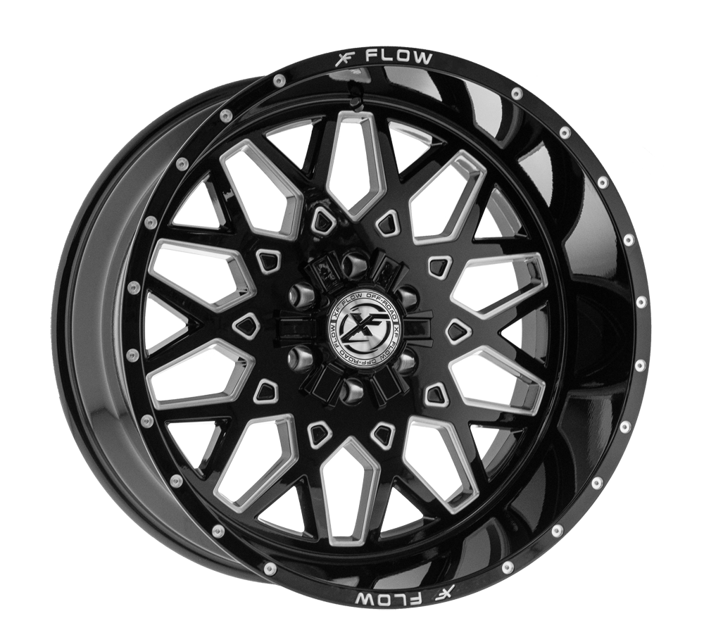 24x14 XFX Flow XFX-307 Gloss Black & Milled Wheel 5x5/5x5.5 (-76mm)