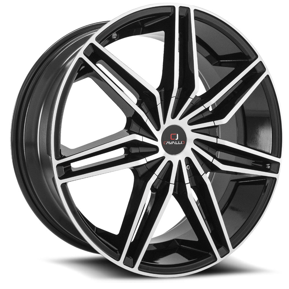 20x8.5 Cavallo CLV-19 Gloss Black & Machined Wheel 5x4.5/5x120 (35mm)