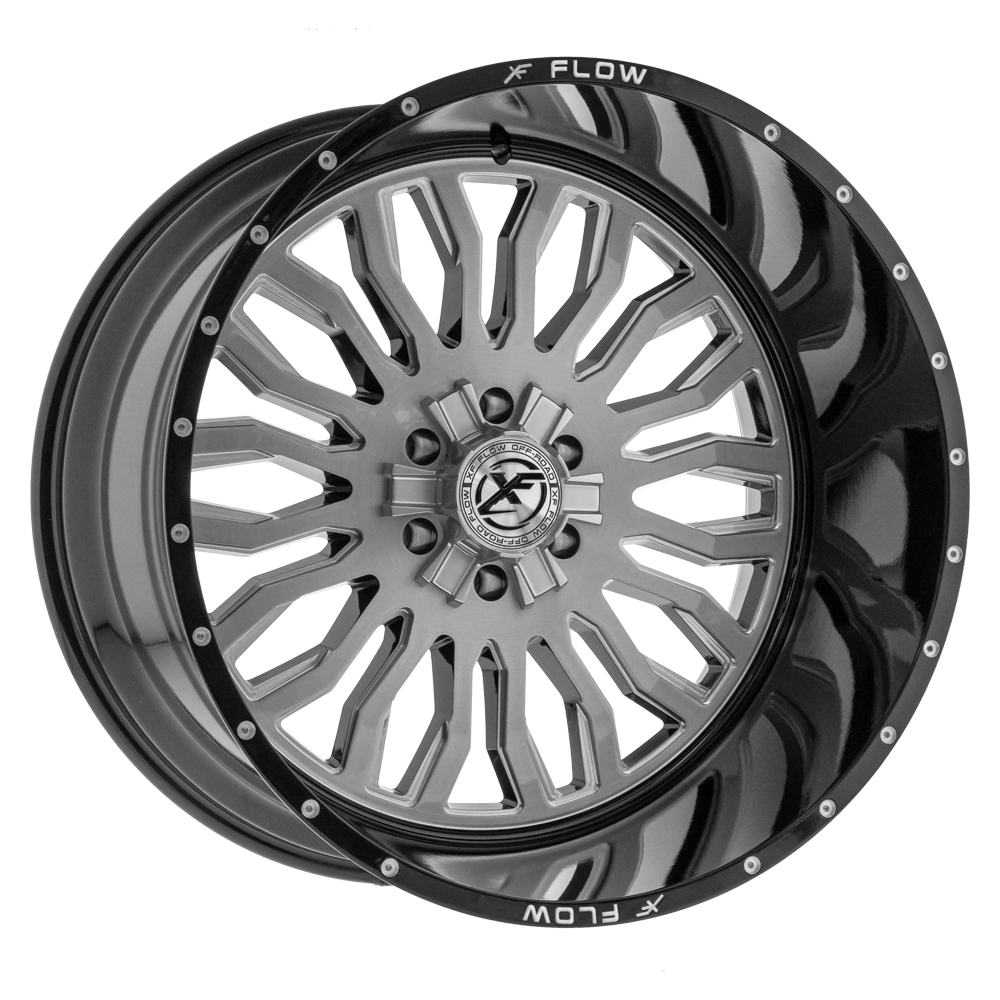 24x14 XFX Flow XFX-305 Brushed & Milled With Black Lip Wheel 5x5/5x5.5 (-76mm)