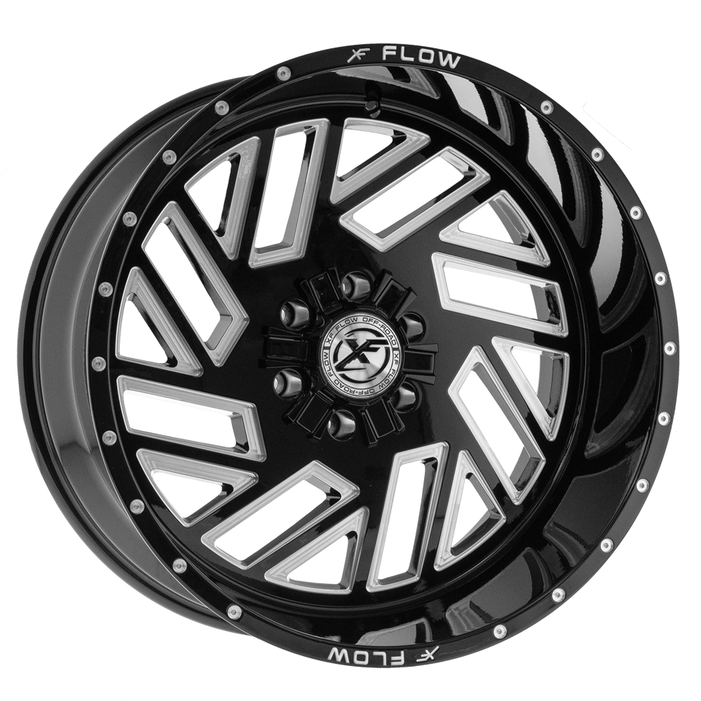 22x12 XFX Flow XFX-304 Gloss Black & Milled Wheel 5x5/5x5.5 (-44mm)