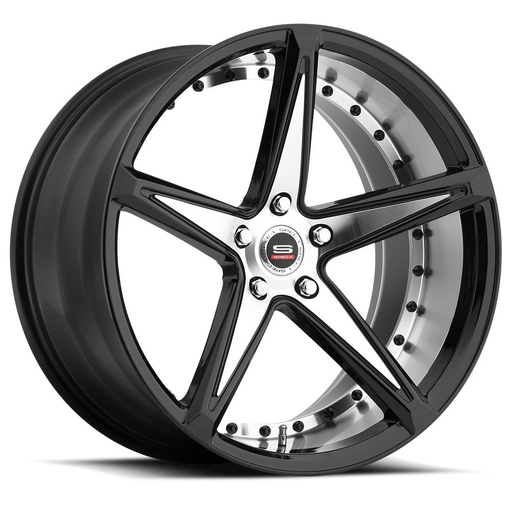 19x8.5 Spec-1 SPM-78 Gloss Black & Machined Wheel 5x120 (32mm)