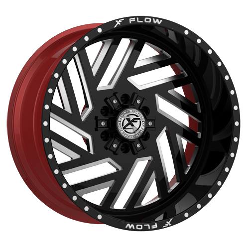 26x12 XFX Flow XFX-304 Gloss Black Milled W/Red Inner Wheel 5x5/5x5.5 (-44mm)