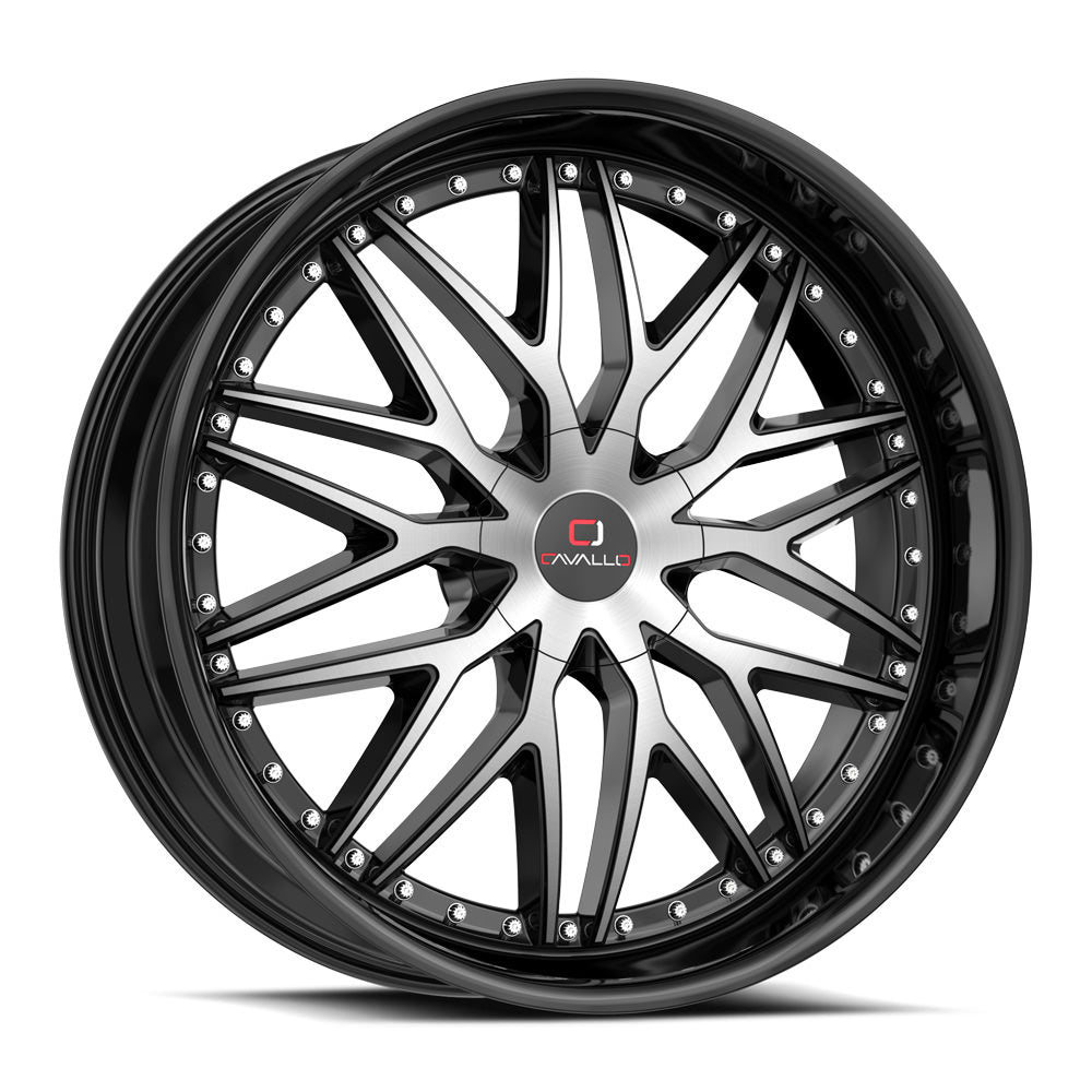 18x8 Cavallo CLV-46 Gloss Black & Machined Wheel 5x4.5/5x120 (35mm)