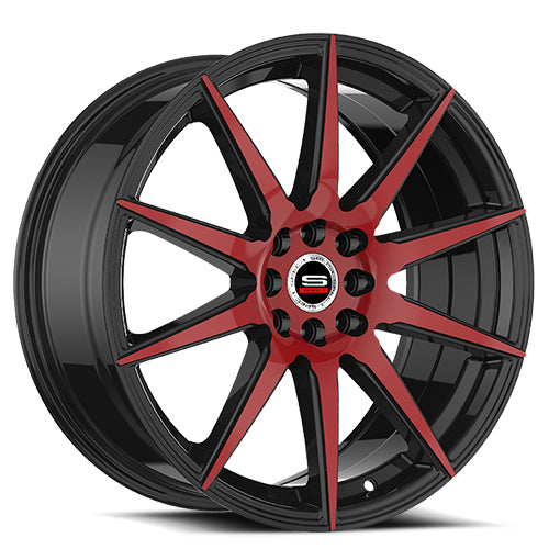 18x8 Spec-1 SP-51 Gloss Black & Red Machined Wheel 5x100/5x4.5 (38mm)