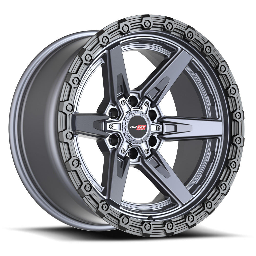 20x9 Vortek VRT-602 Matte Titanium With Black Bead Ring Wheel 6x135/6x5.5 (20mm)