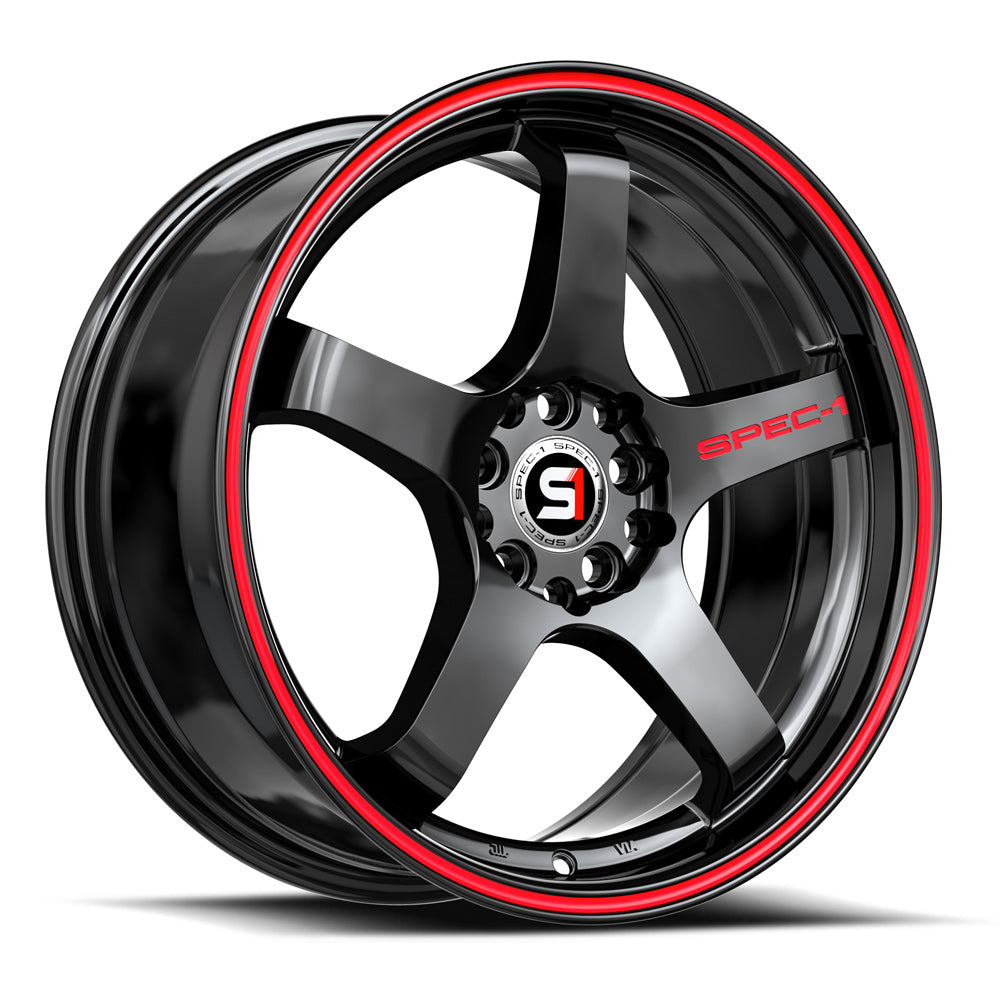 20x9 Spec-1 SPT-31 Gloss Black & Red Line Wheel 5x100/5x4.5 (38mm)