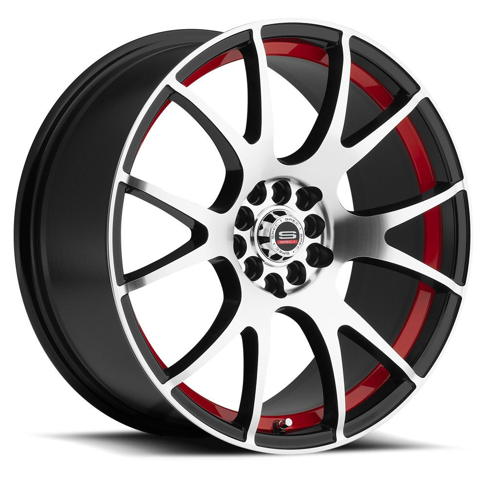 17x8 Spec-1 SP-2 Gloss Black Machined Red Line Wheel 4x100/4x4.5 (38mm)