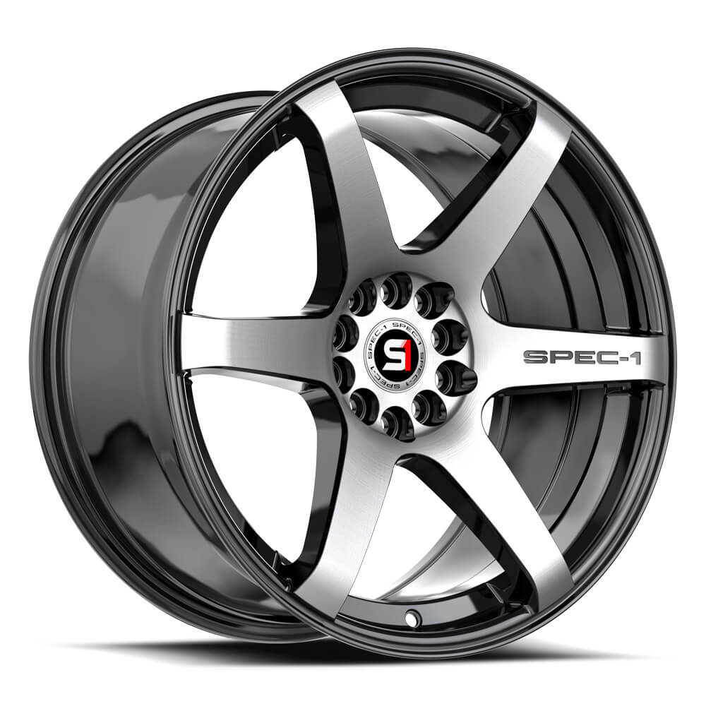 17x8 Spec-1 SPT-32 Gloss Black & Machined Wheel 5x110/5x4.5 (42mm)