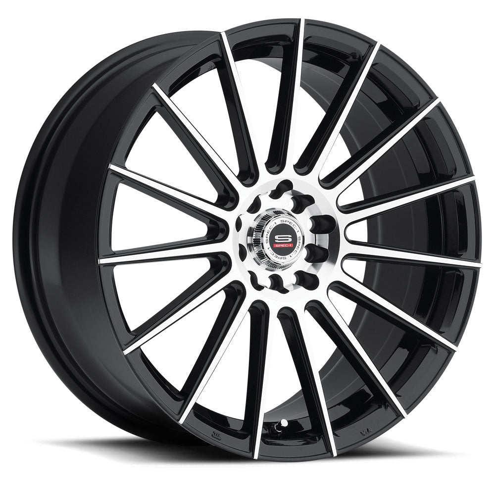 18x8 Spec-1 SP-27 Gloss Black & Machined Wheel 5x4.5/5x120 (38mm)