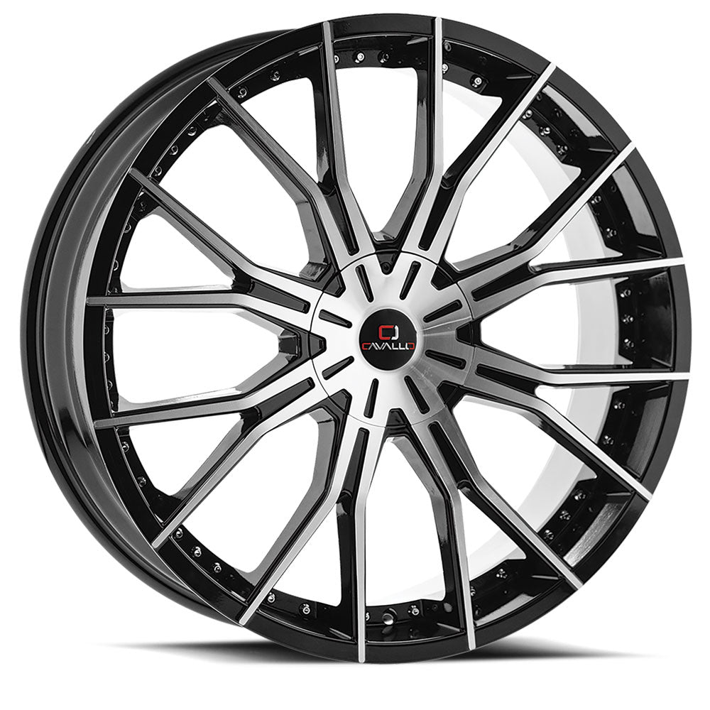 22x8.5 Cavallo CLV-36 Gloss Black & Machined Wheel 5x112/5x4.5 (38mm)