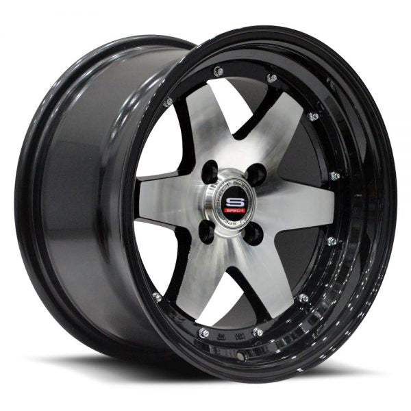 15x8 Spec-1 SPT-19 Gloss Black & Machined Wheel 4x100 (10mm)