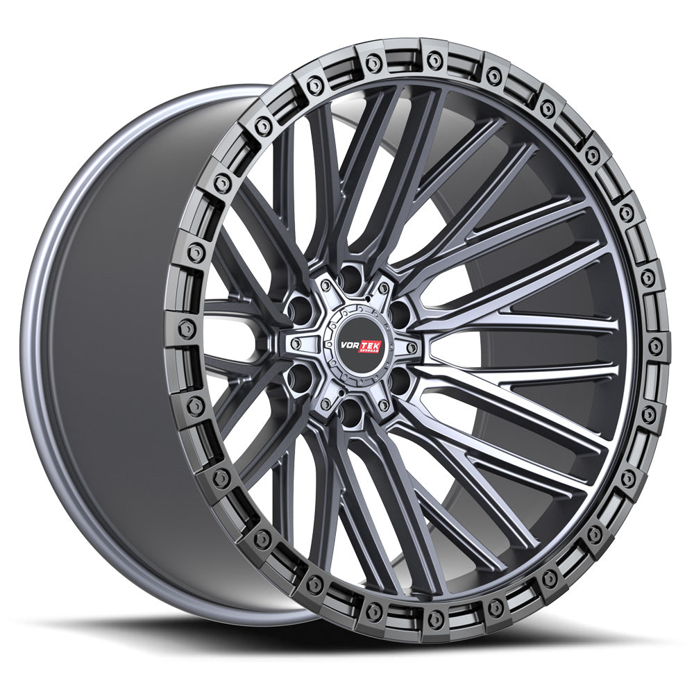 Vortek VRT-608 APOLLO 18x9 6x135 6x139.7 -12 Cb 106.1 Matte Titanium With Black Bead Ring