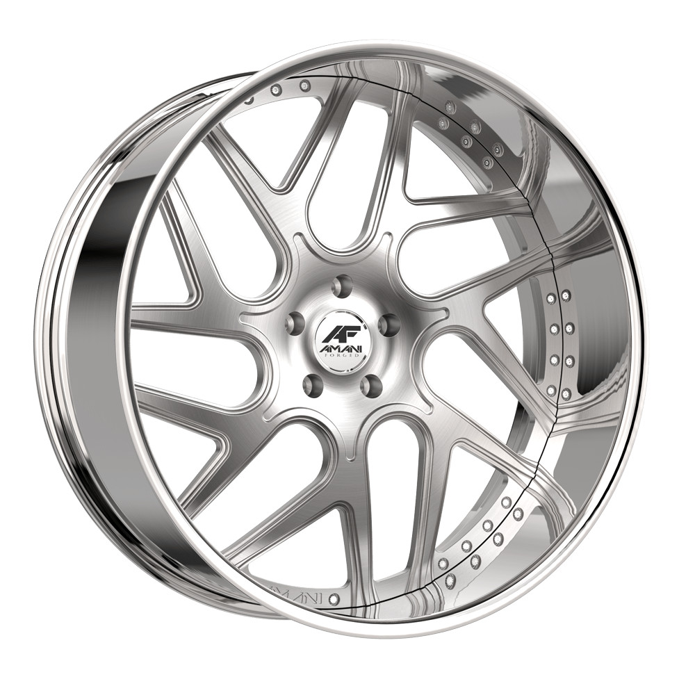 Amani Forged Apollo-R 22x10 5x Pocketed Blank +40 Cb 66.56 Brush Center Chrome Lip Standard Cap Round
