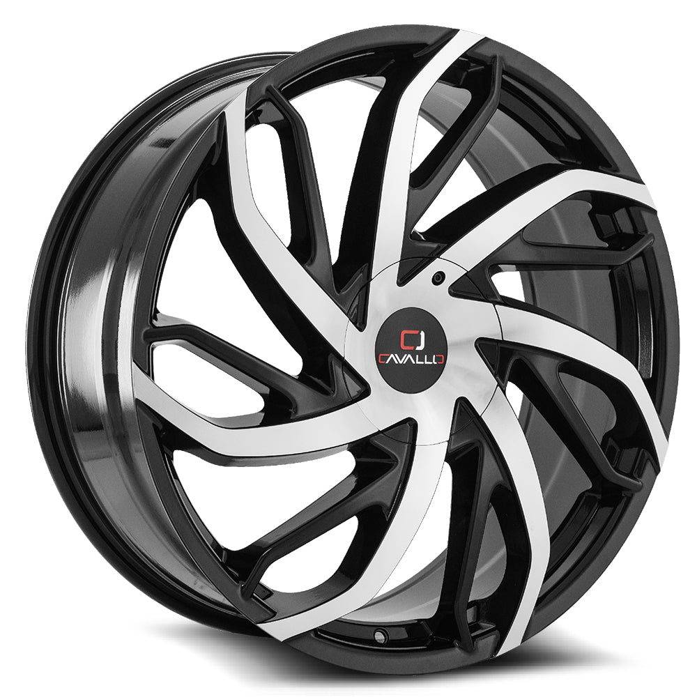 20x8.5 Cavallo CLV-29 Gloss Black & Machined Wheel 5x110/5x4.5 (35mm)