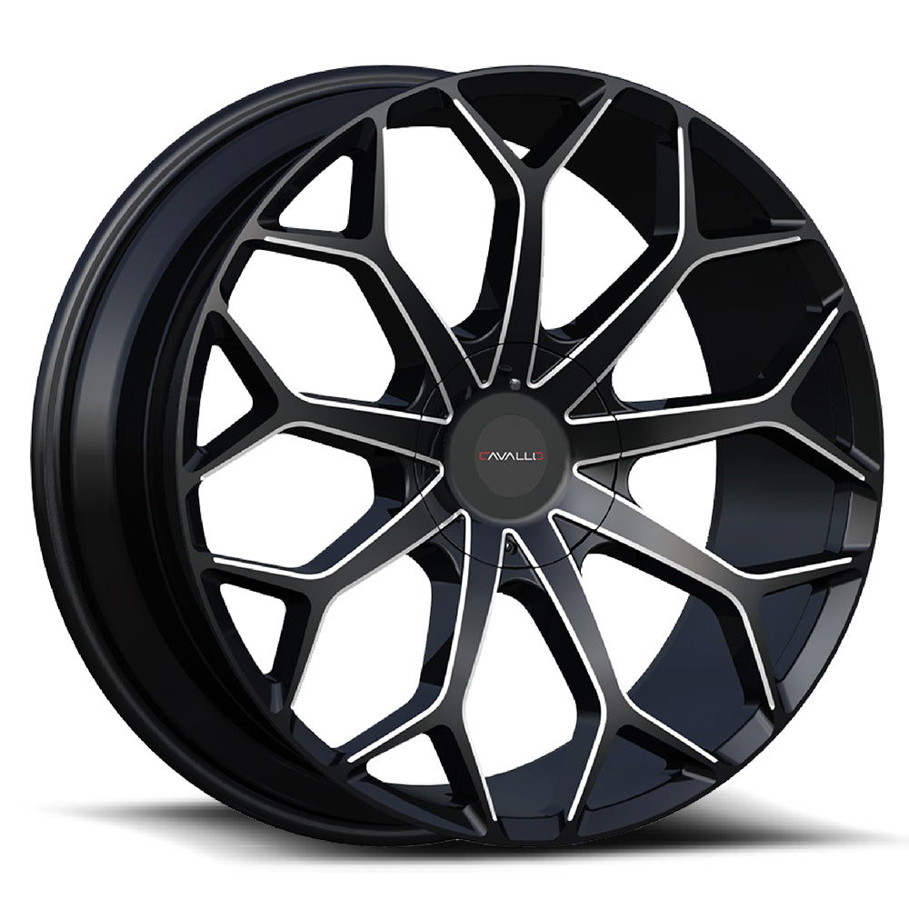 20x8.5 Cavallo CLV-22 Gloss Black & Milled Wheel 5x110/5x4.5 (35mm)
