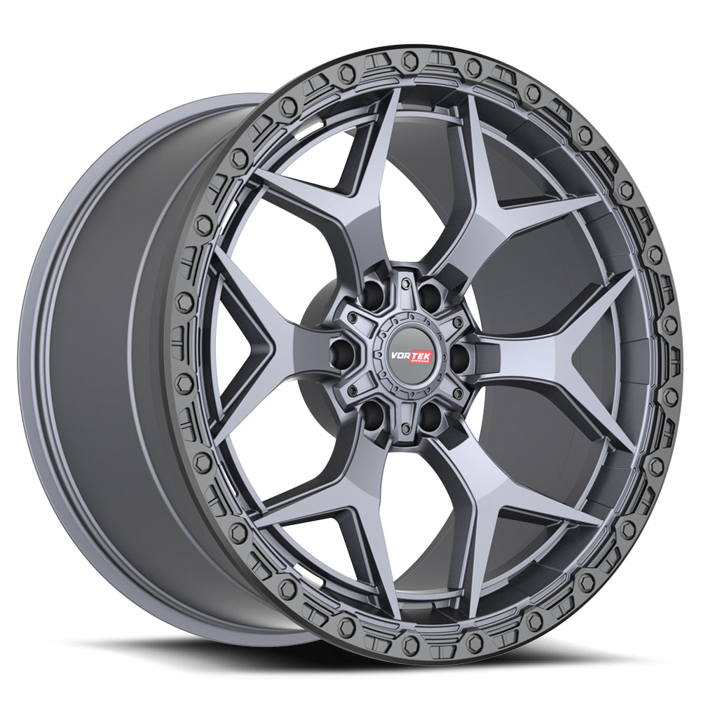 17x9 Vortek VRT-603 Matte Titanium With Black Bead Ring Wheel 6x135/6x5.5 (0mm)