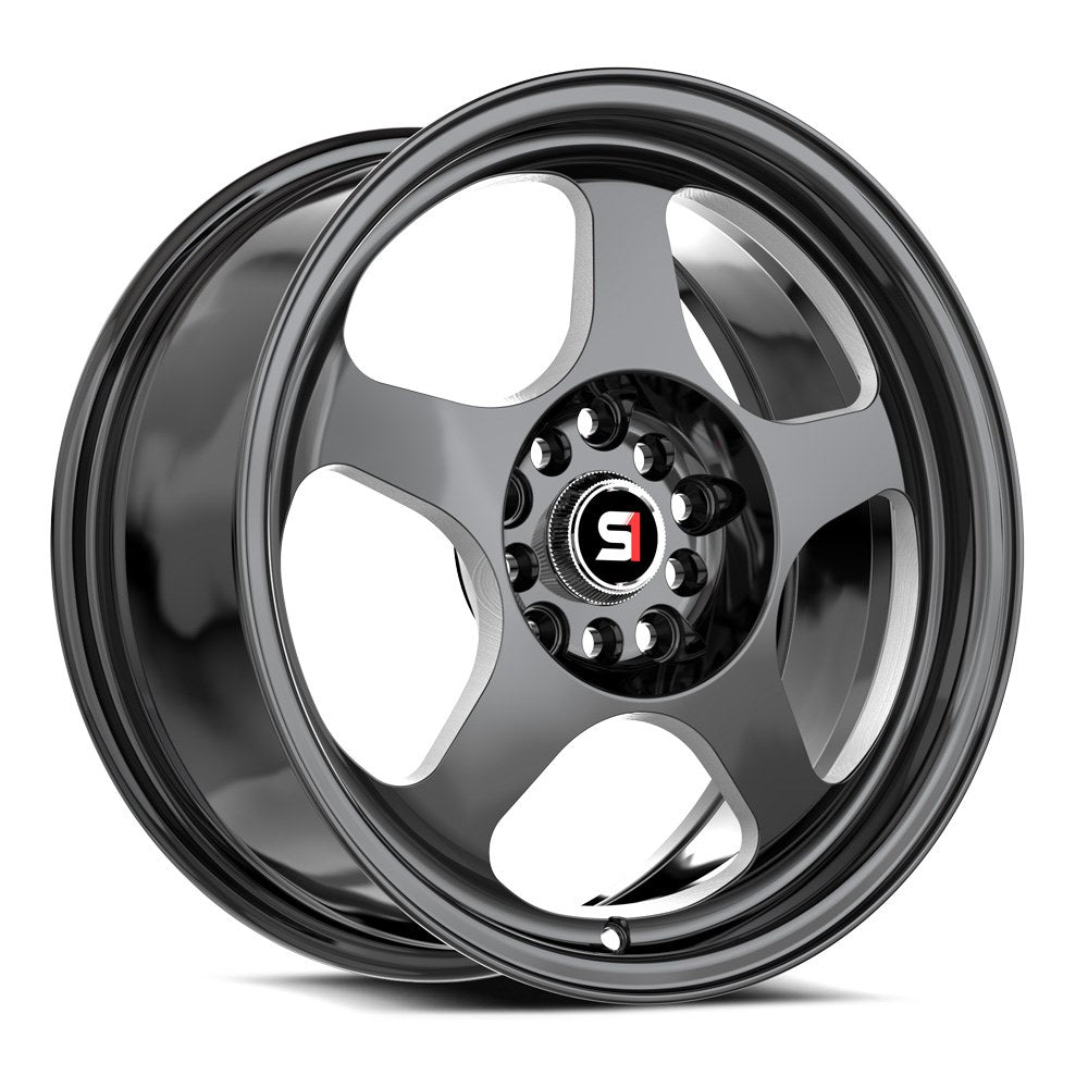 16x7 Spec-1 SPT-36 Gloss Black & Milled Wheel 5x100/5x4.5 (30mm)