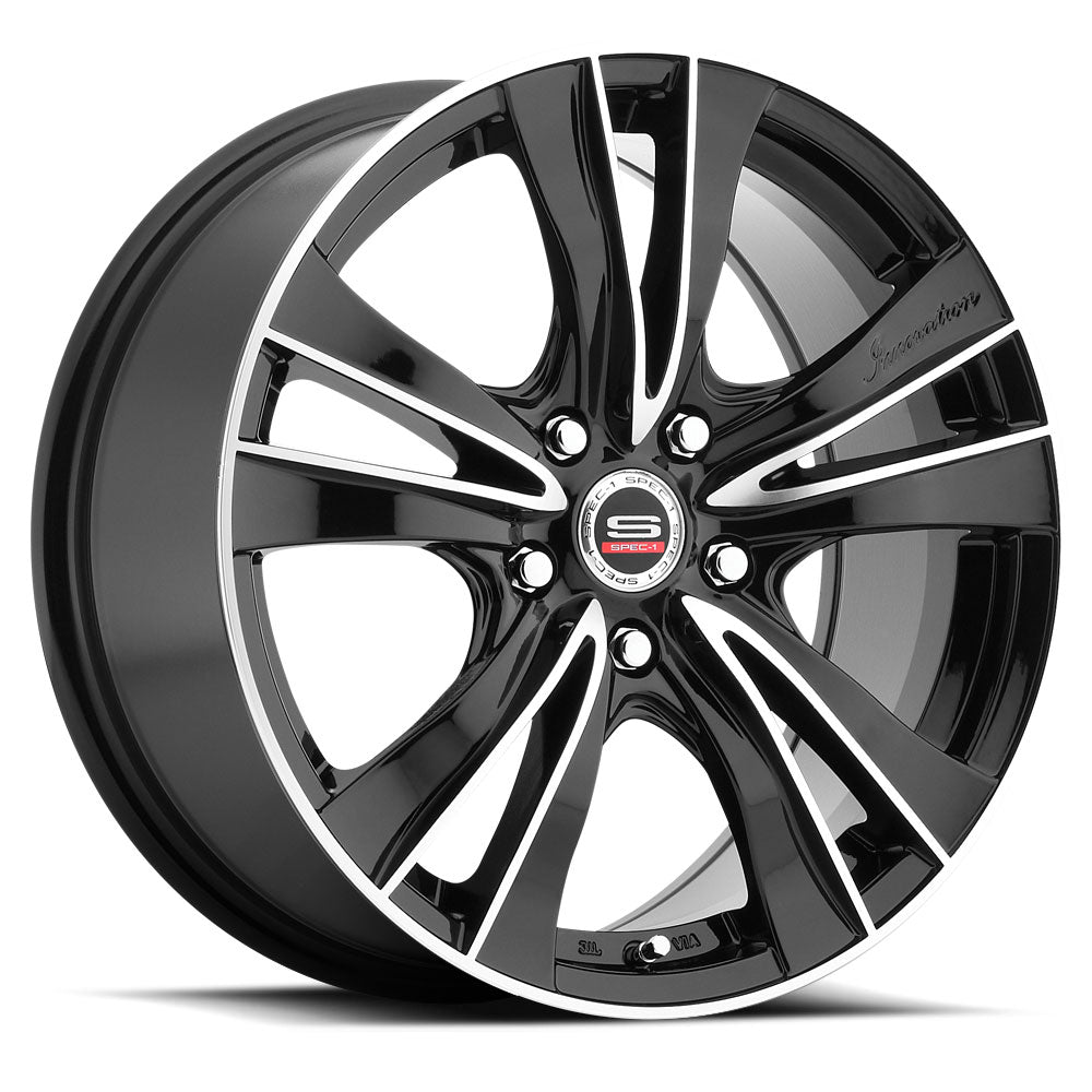 17x7.5 Spec-1 SP-35 Gloss Black & Machined Wheel 5x4.5 (40mm)