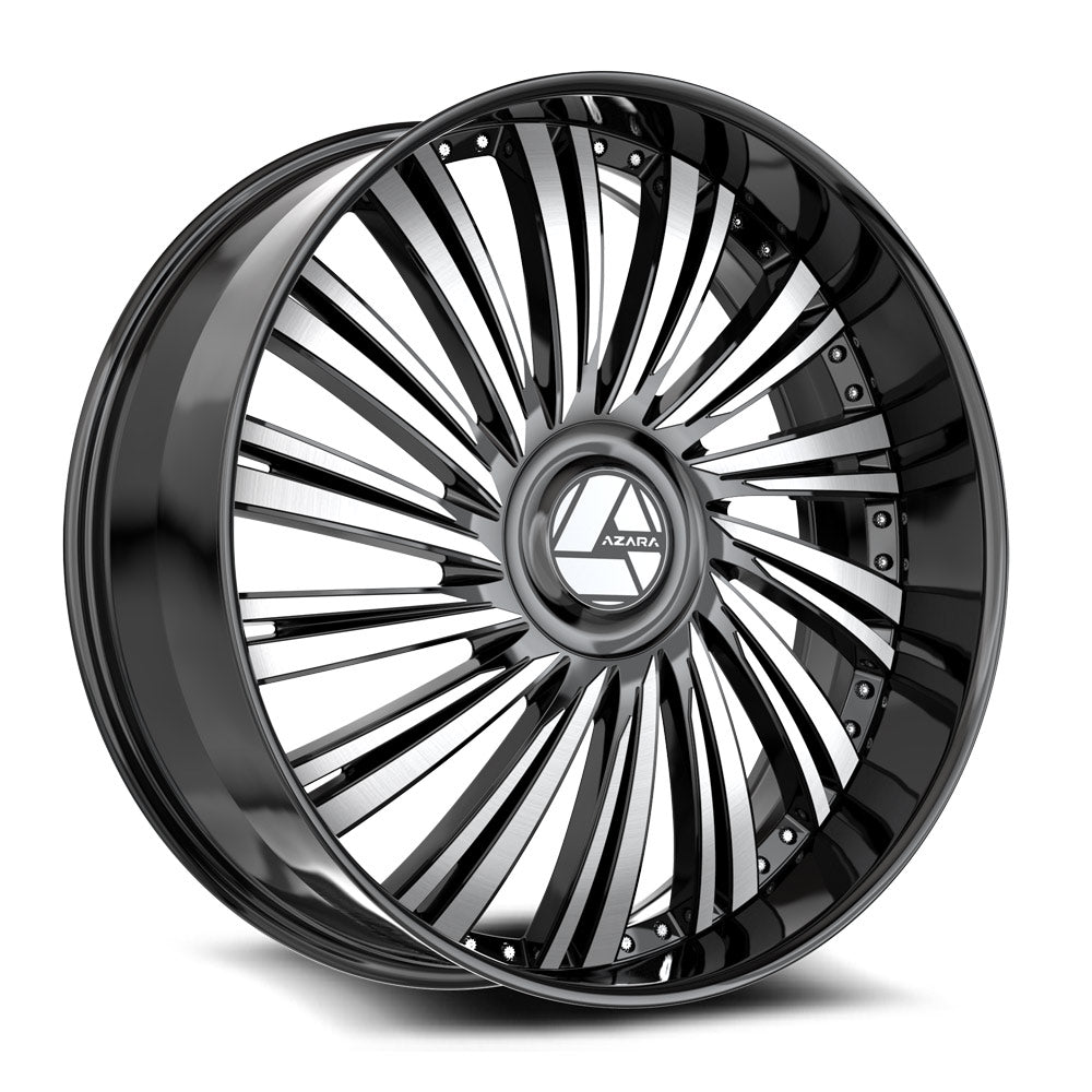 26x9.5 Azara AZX-102 Gloss Black & Machined Wheel 6 Lug Blank (15mm)