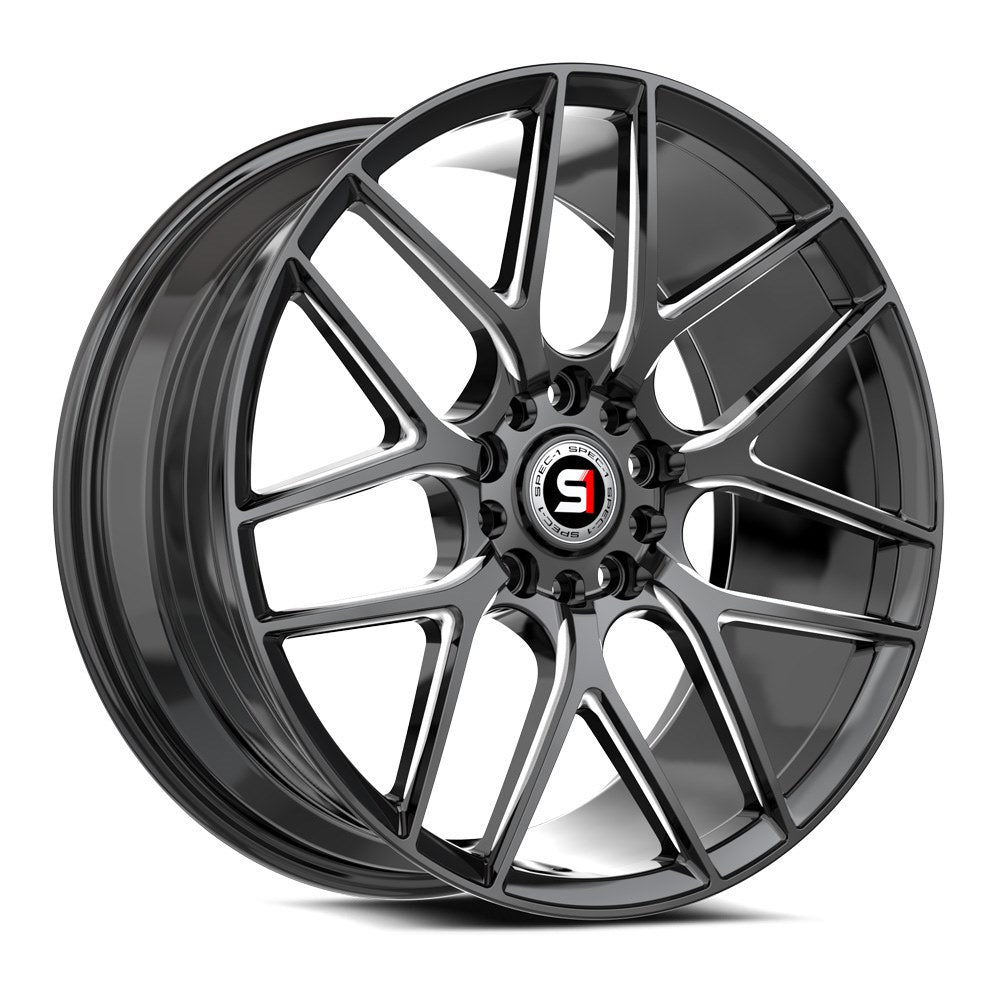 17x7.5 Spec-1 SP-78 Gloss Black & Milled Wheel 5x100/5x4.5 (35mm)