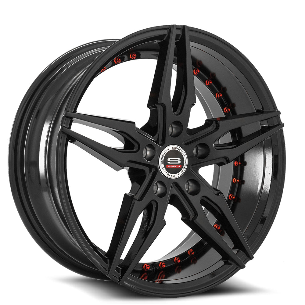 17x7.5 Spec-1 SP-46 Gloss Black Wheel 5x4.5 (38mm)