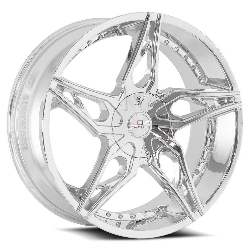 22x9.5 Cavallo CLV-38 Chrome Wheel 5x115/5x5.5 (15mm)