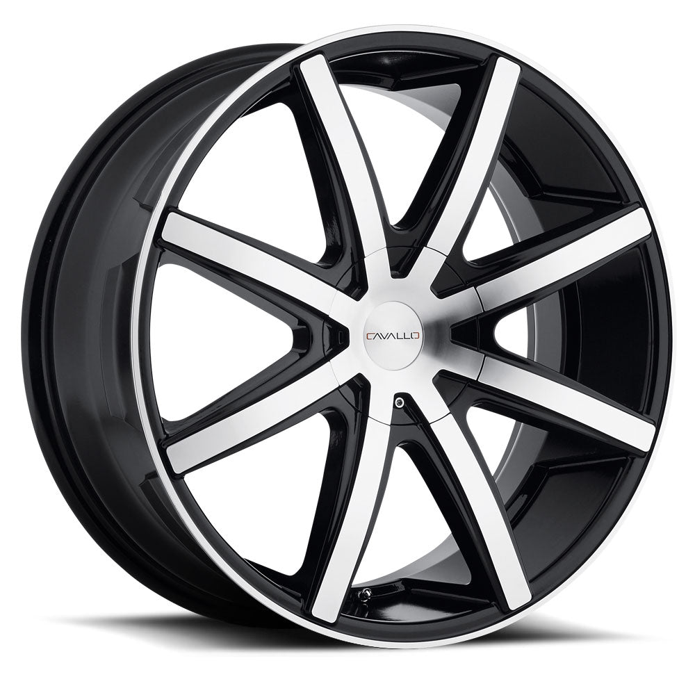 24x9 Cavallo CLV-8 Gloss Black & Machined Wheel 6x135/6x5.5 (30mm)