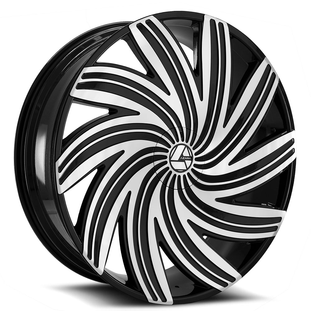 22x8.5 Azara AZA-502 Gloss Black & Machined Wheel 5x108/5x4.5 (38mm)