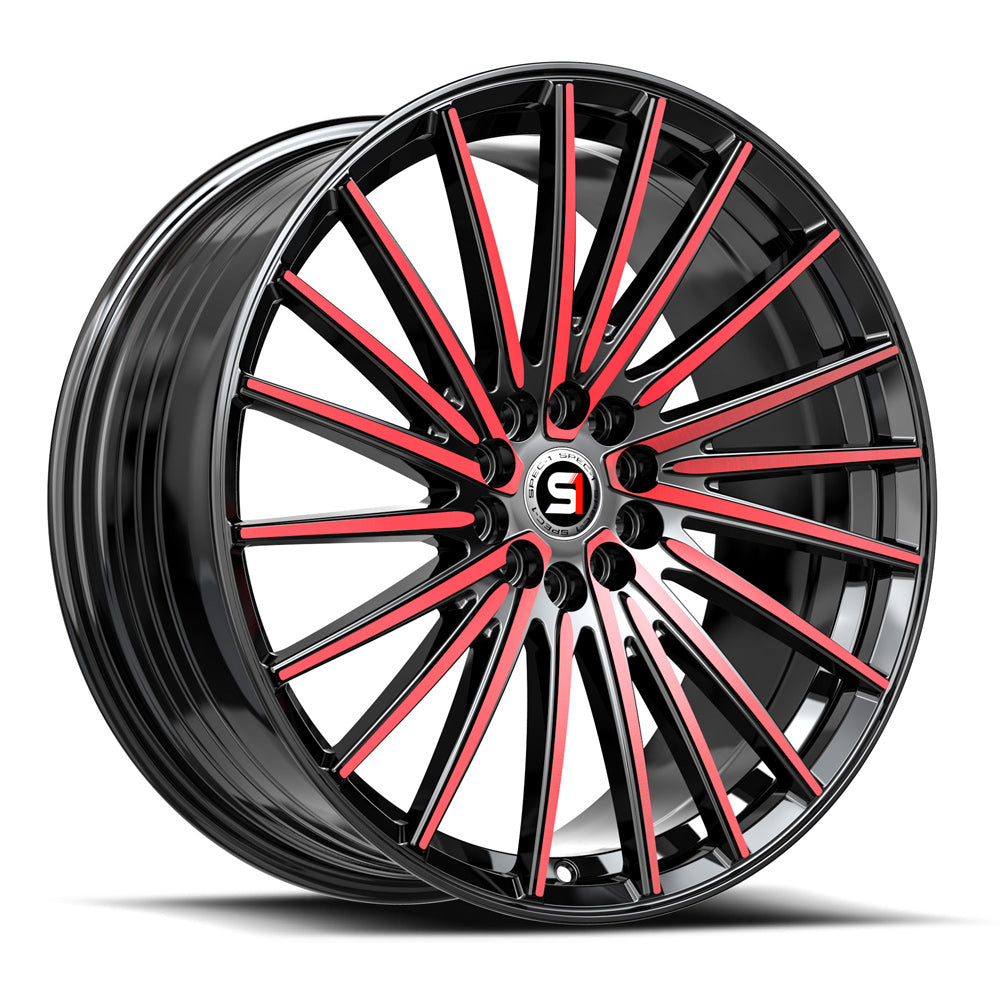 18x8 Spec-1 SP-68 Gloss Black & Red Machined Wheel 4x100/4x4.5 (38mm)
