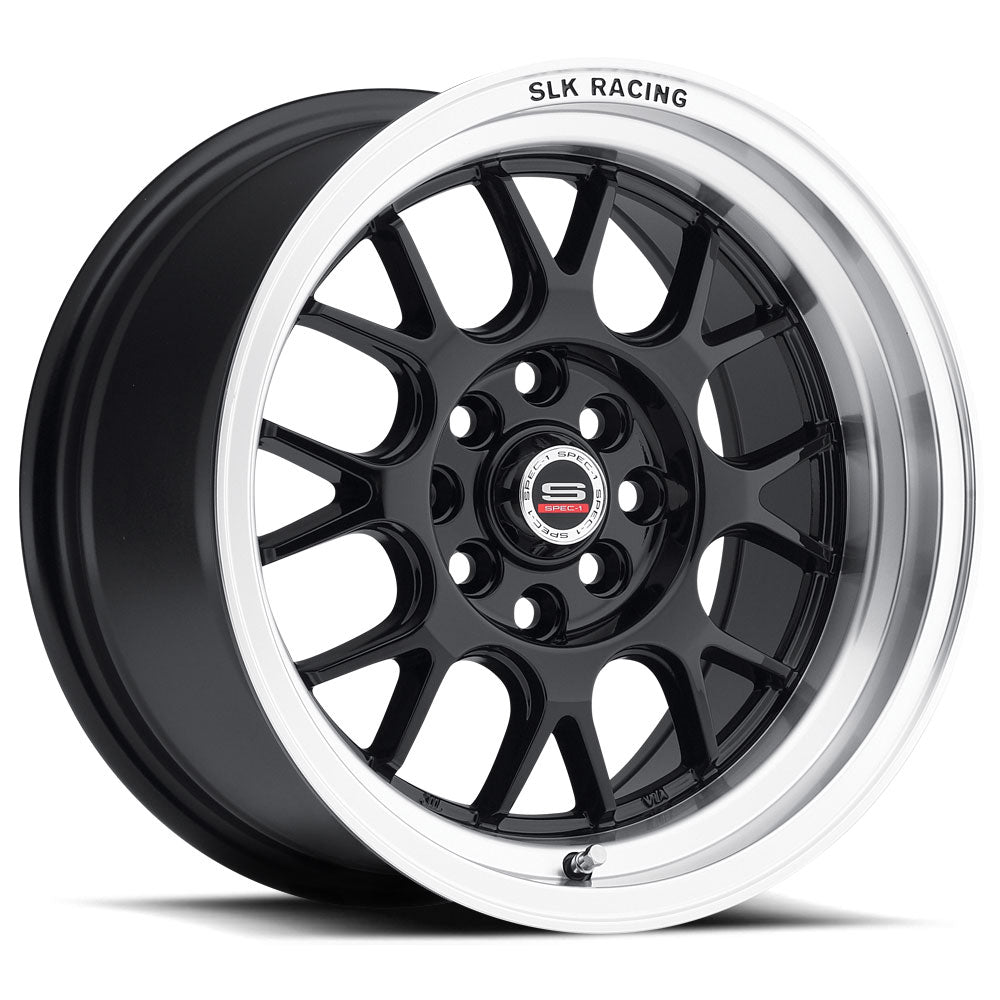 15x8 Spec-1 SPT-1 Gloss Black & Machined Wheel 4x100/4x4.5 (20mm)