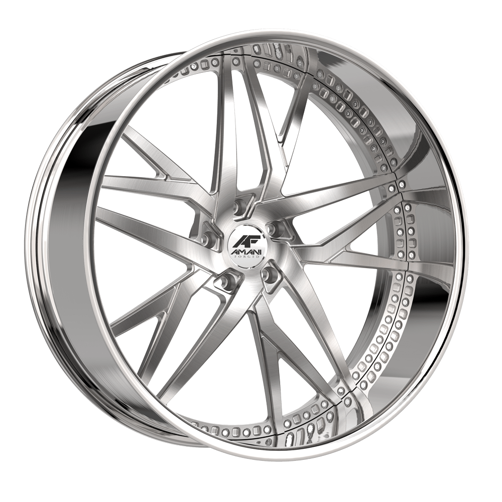 Amani Forged IKON-L 26x9 5x127 +1 Cb 78.1 Brush Center Chrome Lip Standard Cap Flat