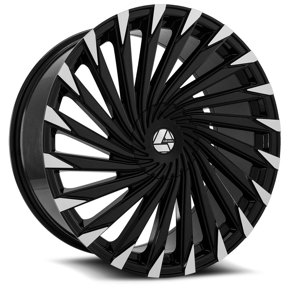 22x8.5 Azara AZA-501 Gloss Black & Machined Wheel 5x112/5x4.5 (38mm)